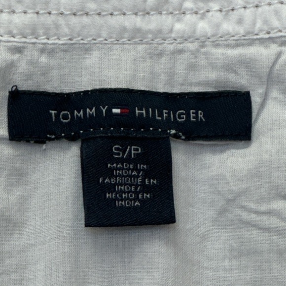 Tommy Hilfiger Surplice Top Smocked Back Collared Sleeveless Lined Cotton Dress - Picture 9 of 12